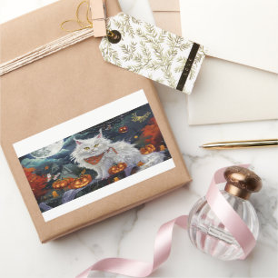 Sticker Rectangulaire Turc Angora Chat Halloween Éffrayant