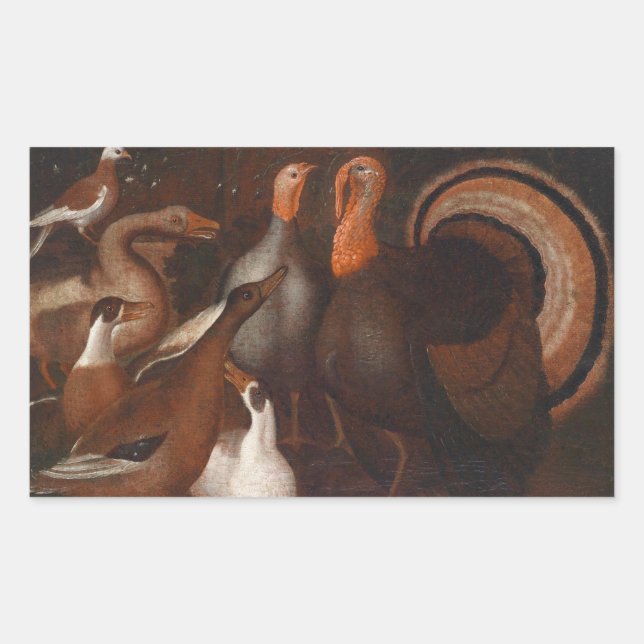 Sticker Rectangulaire Turquie Canards PigeonThanksgiving rectangulaire S (Devant)