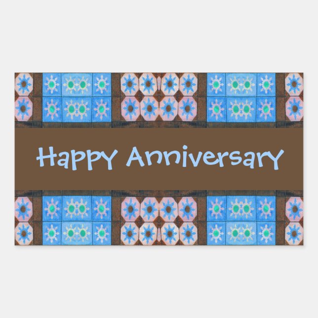 Sticker Rectangulaire Turquoise Brown Joyeux anniversaire (Devant)