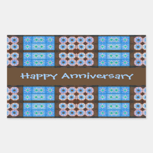 Sticker Rectangulaire Turquoise Brown Joyeux anniversaire
