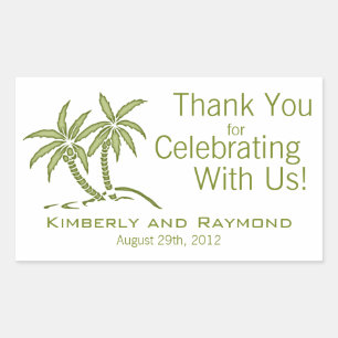 Sticker Rectangulaire Twin Palm Trees Green Tropical