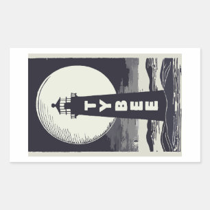 Sticker Rectangulaire Tybee Island Georgia Lighthouse Moon