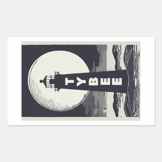 Sticker Rectangulaire Tybee Island Georgia Lighthouse Moon (Devant)