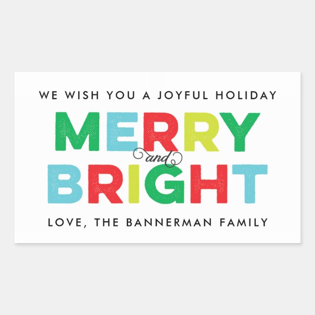 Sticker Rectangulaire Type coloré moderne Joyeux et cadeau personnalisé  (Devant)