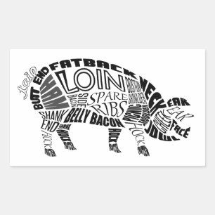 Sticker Rectangulaire Typogramme de porc