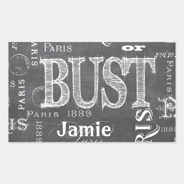 Sticker Rectangulaire Typographie Calligraphie Paris France Tour Eiffel (Devant)