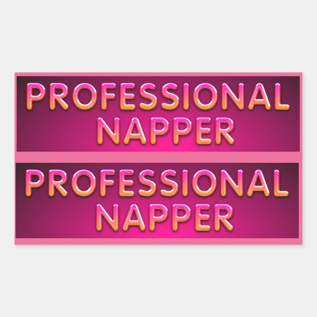Sticker Rectangulaire Typographie de dormeur professionnel (Devant)