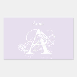 Sticker Rectangulaire Typographie Élégant Simple Minimaliste Nom Monogra