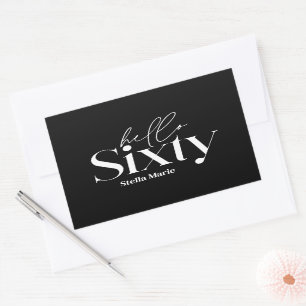 Sticker Rectangulaire Typographie minimaliste moderne noir 60e anniversa