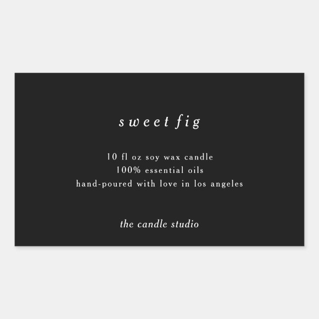 Sticker Rectangulaire Typographie moderne Black Packaging Candle Cosméti (Devant)