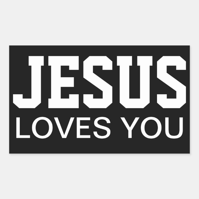 Sticker Rectangulaire Typographie Motivationnelle Jésus Vous Aime (Devant)