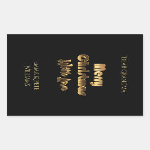 Sticker Rectangulaire Typographie noire élégante d'or d'amour de Joyeu
