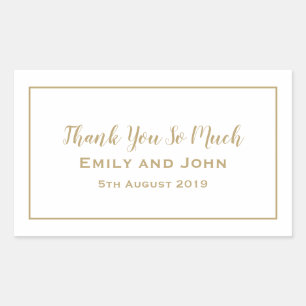 Sticker Rectangulaire Typographie Or simple et mariage cadre Faveur