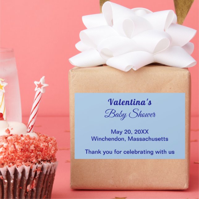 Sticker Rectangulaire Typography Style Minimalist Light Blue Baby Shower (Fête)