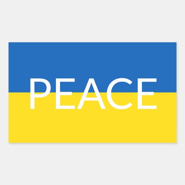 Sticker Rectangulaire Ukraine bleu paix jaune drapeau de texte personnal (Devant)