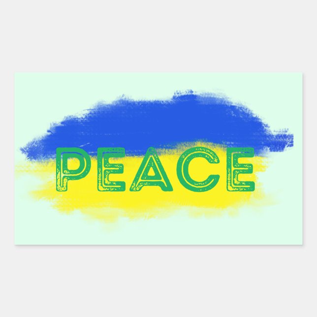 Sticker Rectangulaire Ukraine bleue et jaune Inspirations Paix pas de gu (Devant)