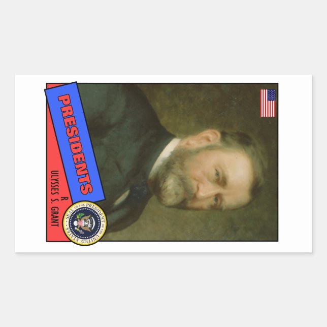 Sticker Rectangulaire Ulysses S. Grant Carte De Baseball (Devant)