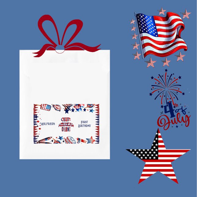 Sticker Rectangulaire Un Américain Dude 4 Juillet Rouge Blanc Bleu Anniv (One American Dude 4 July Red White Blue Birthday Rectangular Sticker)