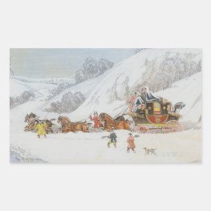 Sticker Rectangulaire Un courrier dans la neige profonde