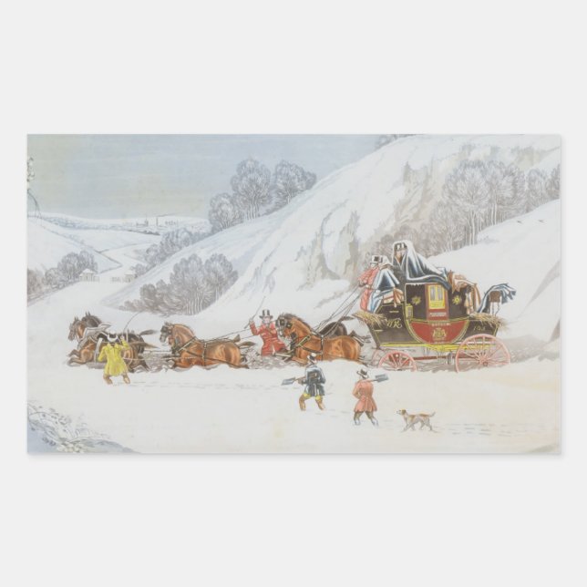 Sticker Rectangulaire Un courrier dans la neige profonde (Devant)