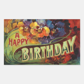 Sticker Rectangulaire Un joyeux anniversaire Vintage peint