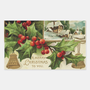 Sticker Rectangulaire Un joyeux Noël pour vous Vintage