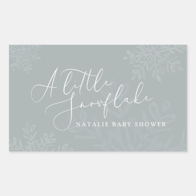 Sticker Rectangulaire Un petit baby shower de flocon de neige (Devant)
