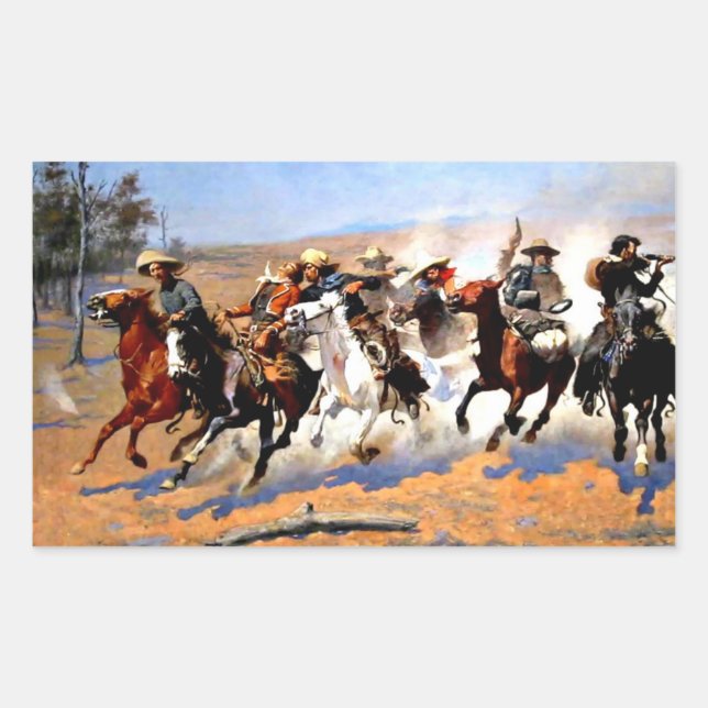 Sticker Rectangulaire Un trait pour le bois par Frederick Remington (Devant)