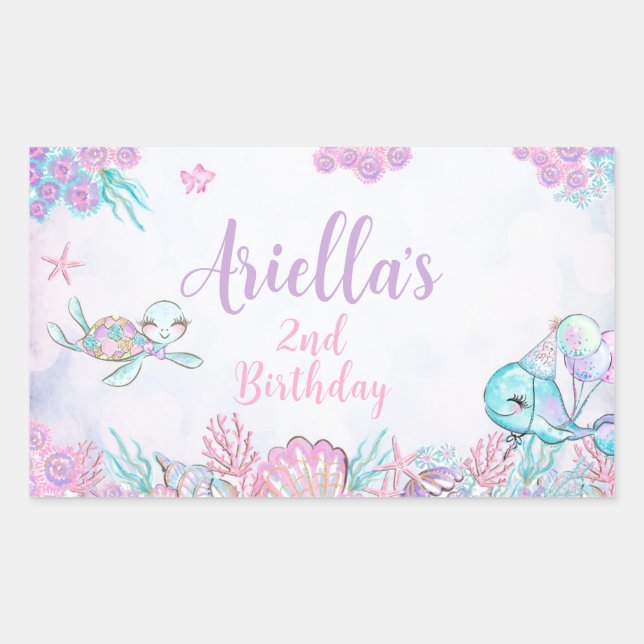 Sticker Rectangulaire Under the Sea Animals Rectangular Label (Devant)