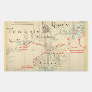 Sticker Rectangulaire Une authentique carte pirate de 1690 (avec ornemen