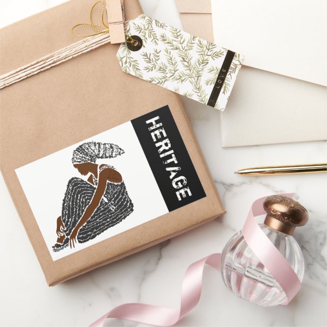 Sticker Rectangulaire Une femme noire enveloppée d'une tête Patrimoine a (Cadeaux)