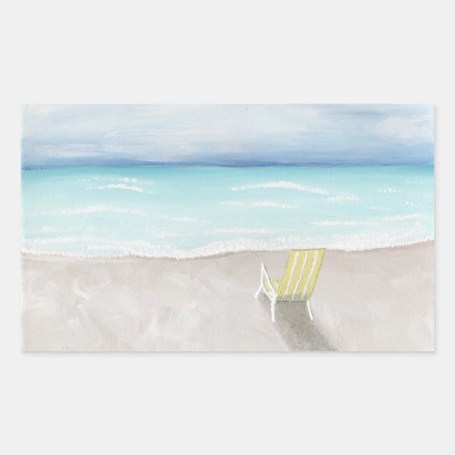 Sticker Rectangulaire Une journée à la plage (Devant)