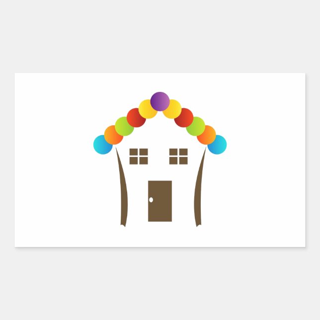 Sticker Rectangulaire Une maison graphique avec un toit coloré (Devant)
