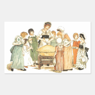 Sticker Rectangulaire Une tarte à la pomme : Coupez-La