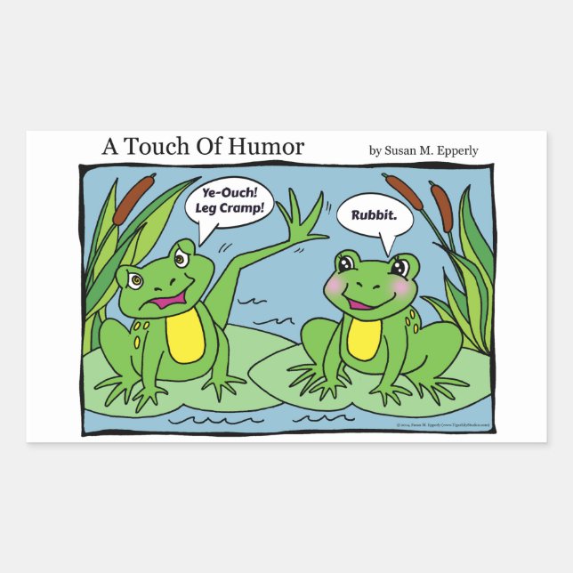 Sticker Rectangulaire "Une touche d'Humour" Frogs Massage Thérapie Comiq (Devant)