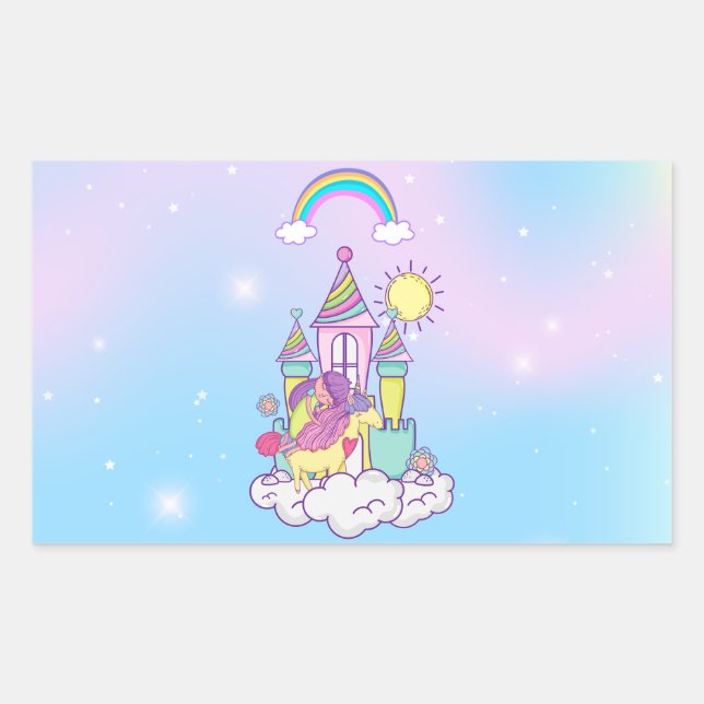 Sticker Rectangulaire Unicorn Party Collection! (Devant)