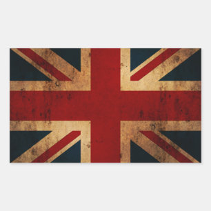 Sticker Rectangulaire Union Jack (look vintage en détresse)