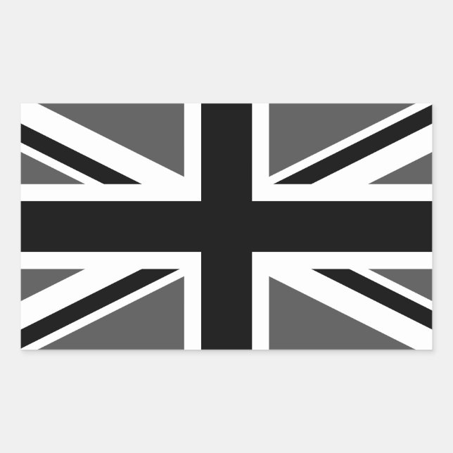 Sticker Rectangulaire Union Jack noire et grise (Devant)