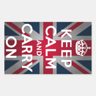 Sticker Rectangulaire Union Jack Reste Calme Et Continue