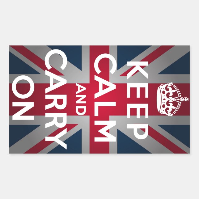Sticker Rectangulaire Union Jack Reste Calme Et Continue (Devant)