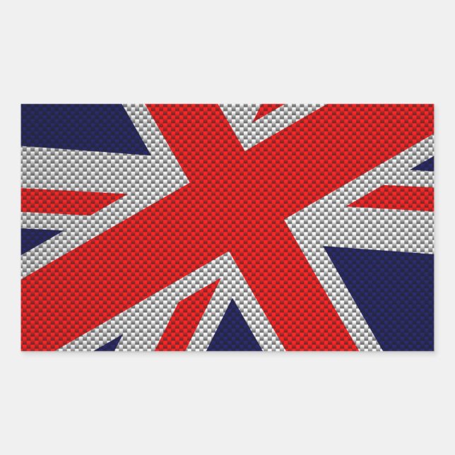 Sticker Rectangulaire Union Jack sur l'impression en fibre de carbone (Devant)