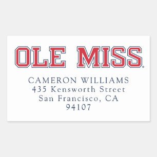 Sticker Rectangulaire Université du Mississippi   Ole Miss Wordmark