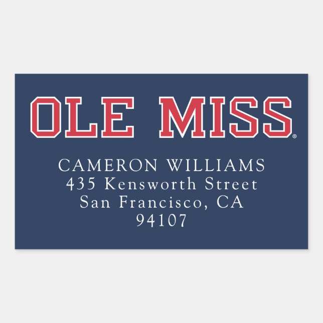 Sticker Rectangulaire Université du Mississippi | Ole Miss Wordmark (Devant)