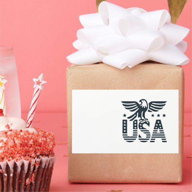 Sticker Rectangulaire USA Eagle Patriotic Desig - Style Etoile et Stripe (Fête)