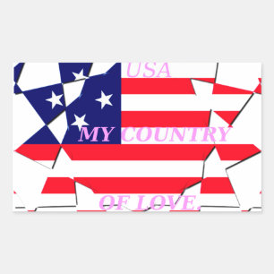 Sticker Rectangulaire USA Star Spangled Love My Country of Love