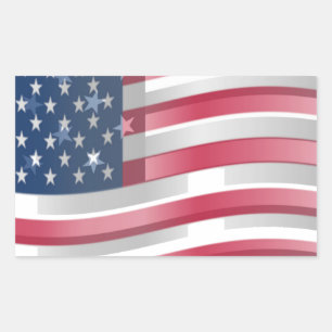 Sticker Rectangulaire USA Unites : Stripes & Stars en Gras Design