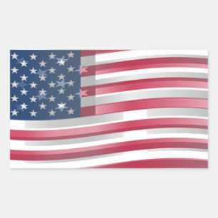 Sticker Rectangulaire USA Unites : Stripes & Stars en Gras Design