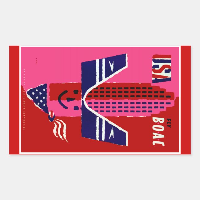 Sticker Rectangulaire USA ~ Vol BOAC (Devant)