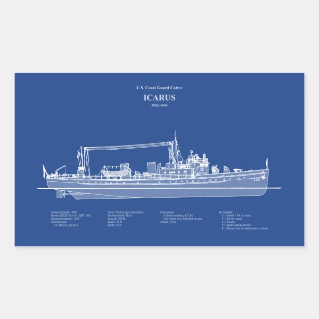 Sticker Rectangulaire USCG Cutter Icarus wpc-110 - ABD (Devant)