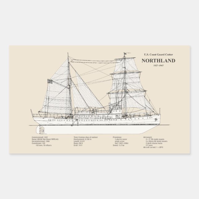 Sticker Rectangulaire USCG Cutter Northland wpg-49 - SBD (Devant)